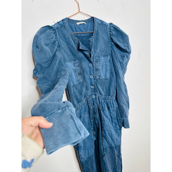 ULLA JOHNSON Indigo Acid Denim Puff Sleeve Sadie Jumpsuit size Small - Picture 5 of 14